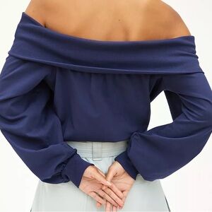 NEW! Anthropologie Maeve Off-The-Shoulder Pullover Balloon Sleeve Top Large